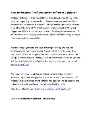how to webroot theft protection different versions