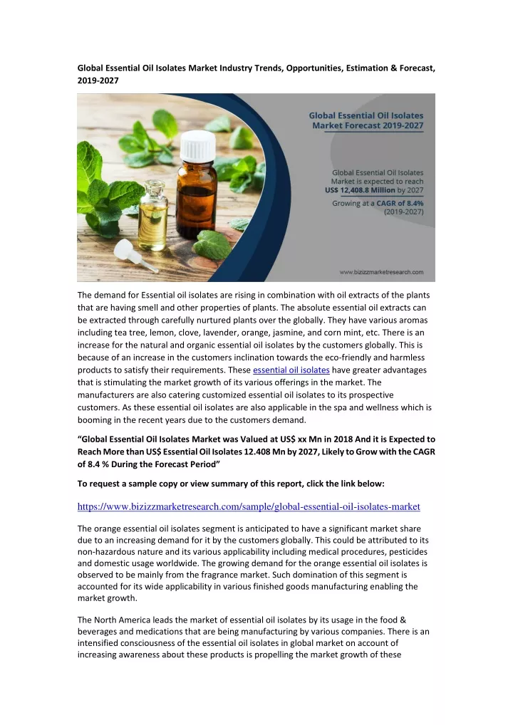 global essential oil isolates market industry