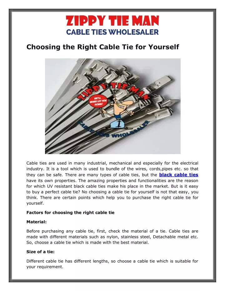 choosing the right cable tie for yourself