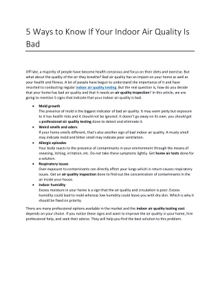 5 ways to know if your indoor air quality is bad