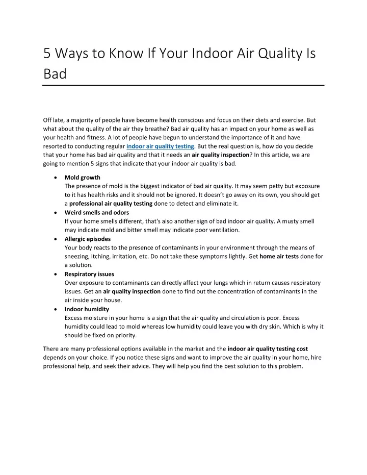 5 ways to know if your indoor air quality is bad