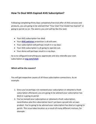 how to deal with expired avg subscription