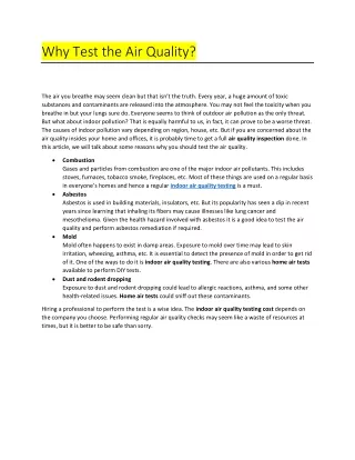 why test the air quality