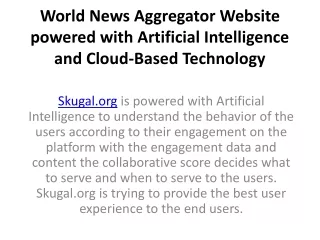 world news aggregator website powered with artificial intelligence and cloud based technology