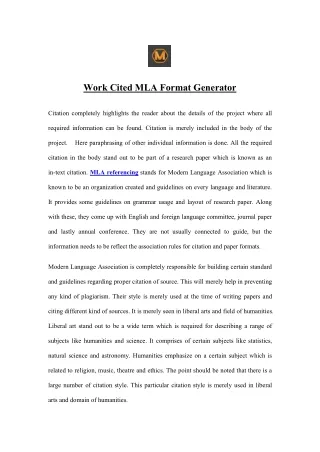 work cited mla format generator