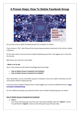 6 Proven Steps: How To Delete Facebook Group