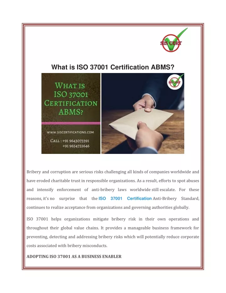 what is iso 37001 certification abms