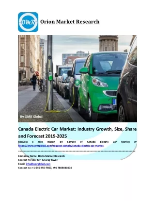 Canada Electric Car Market Growth, Size, Share, Industry Report and Forecast to 2019-2025