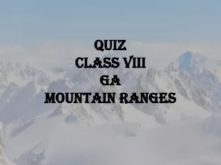 Indian Mountain Ranges Quiz