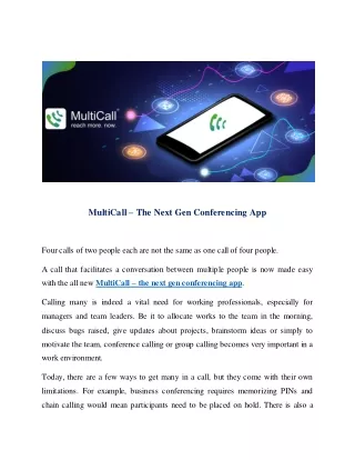 multicall the next gen conferencing app