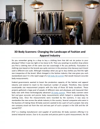 3D Body Scanners: Changing the Landscape of Fashion and Apparel Industry
