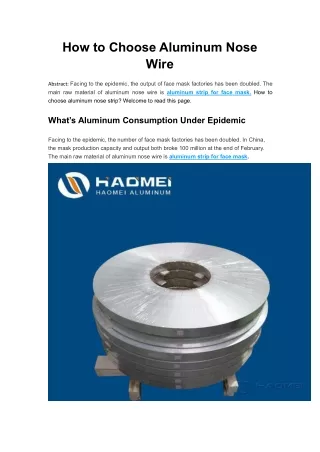 how to choose aluminum nose wire