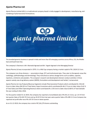 Ajanta Pharma Ltd - LargecapIndia.com