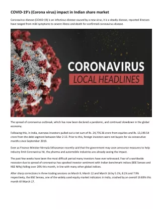 COVID-19’s (Corona virus) impact in Indian share market - LargecapIndia.com