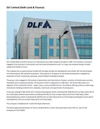 DLF Limited (Delhi Land & Finance) - LargecapIndia.com