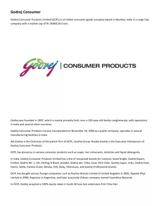 Godrej Consumer - LargecapIndia.com
