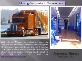Moving Companies in Germantown - Alternate Movers