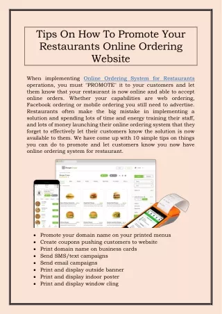 Tips on how to promote your restaurants online ordering website
