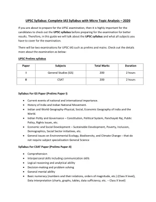 upsc syllabus complete ias syllabus with micro
