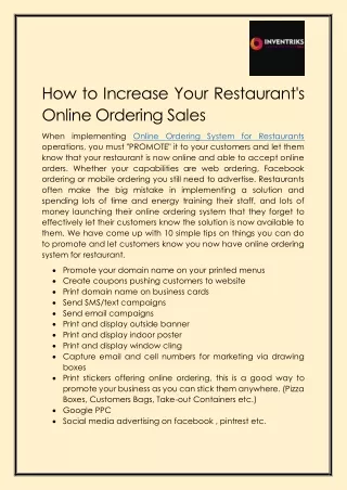 How to Promote Online Ordering on Your Website