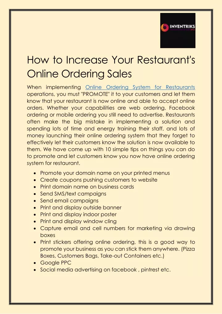 how to increase your restaurant s online ordering