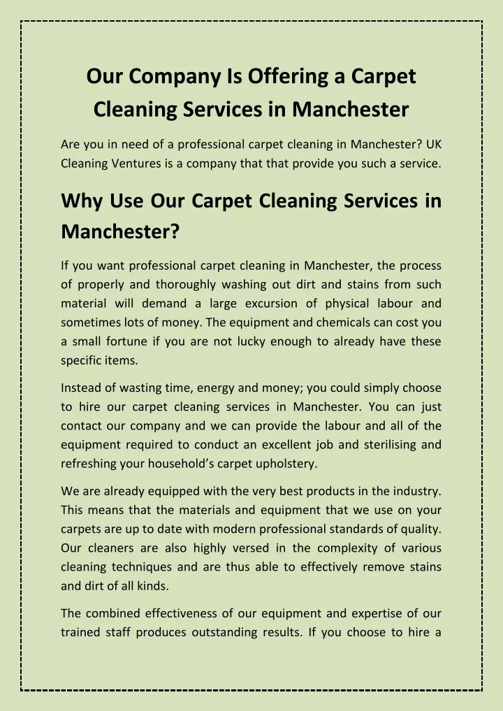 our company is offering a carpet cleaning