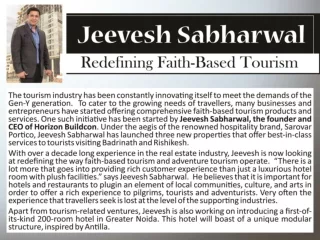 Jeevesh Sabharwal redefining faith based tourism