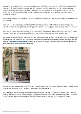 article promotion also referred to as sending