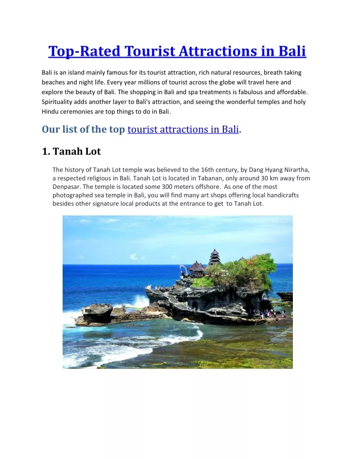 top rated tourist attractions in bali