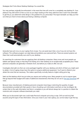 strategies and tricks about desktop desktops