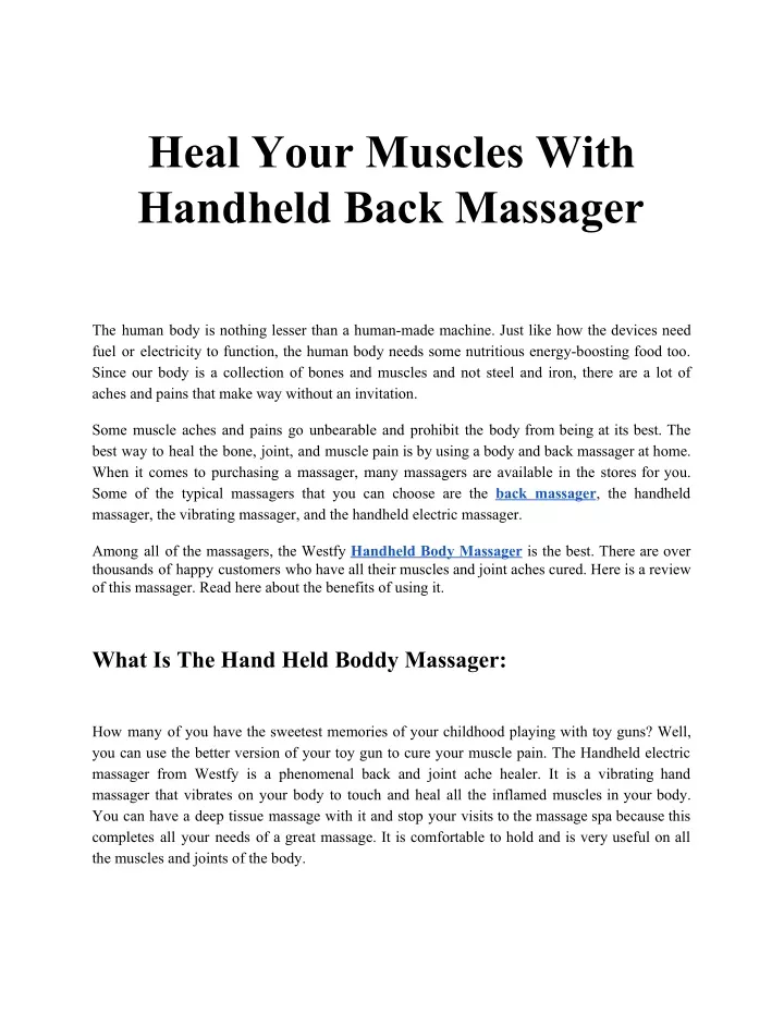 heal your muscles with handheld back massager