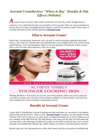 Arovanti Cream|Reviews |Where to buy|Side Effects|Benfits|Scam.