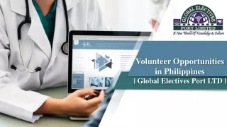 Volunteer Opportunities in Philippines | Global Electives Port LTD |
