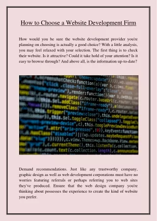 how to choose a website development firm