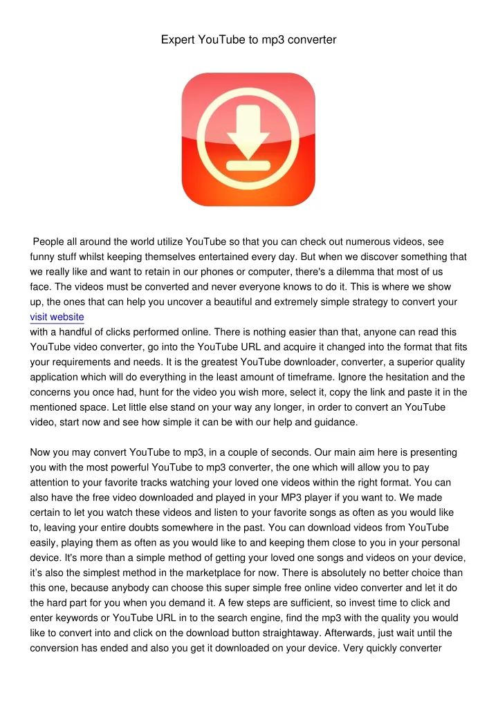 expert youtube to mp3 converter