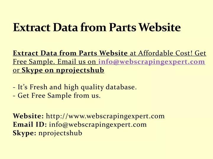 extract data from parts website