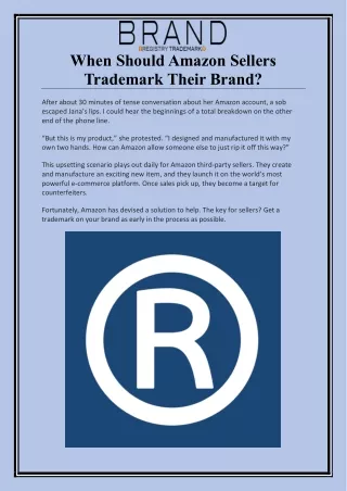 When Should Amazon Sellers Trademark Their Brand?
