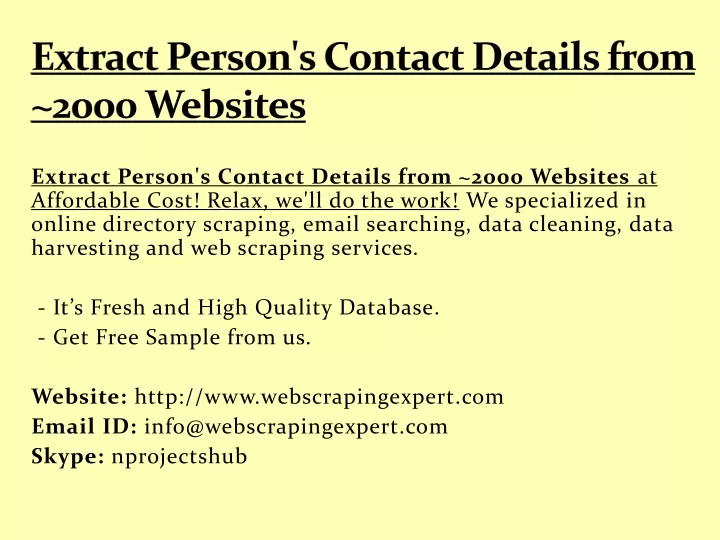 extract person s contact details from 2000 websites