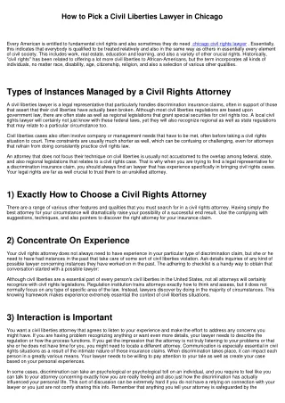 Just how to Choose a Civil Rights Attorney in Chicago