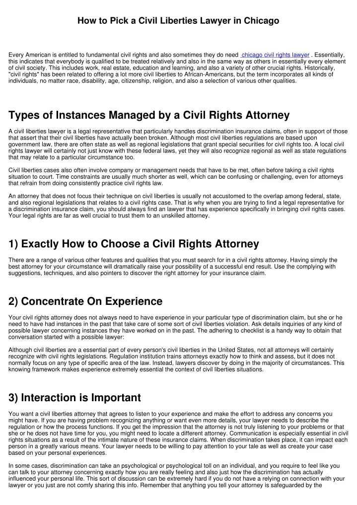 how to pick a civil liberties lawyer in chicago