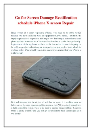Go for Screen Damage Rectification schedule iPhone X screen Repair