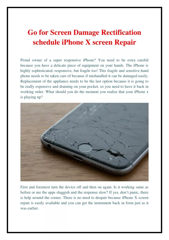 go for screen damage rectification schedule