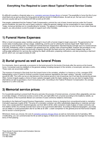 Every little thing You Need to Learn About Ordinary Funeral Costs