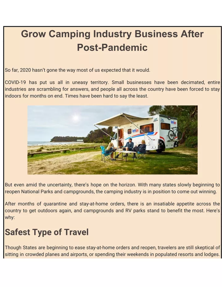 grow camping industry business after post pandemic