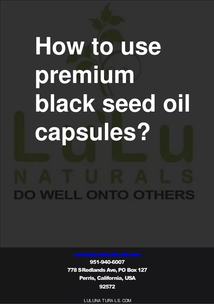 how to use premium black seed oil capsules