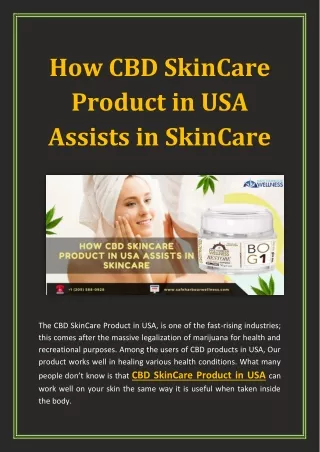 How CBD SkinCare Product in USA Assists in Skincare