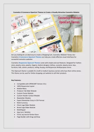 cosmetics e commerce opencart themes to create