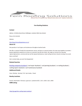 Fern Roofing Solutions
