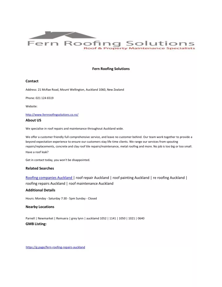 fern roofing solutions