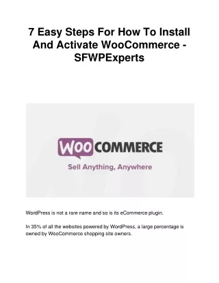 7 easy steps for how to install and activate woocommerce sfwpexperts